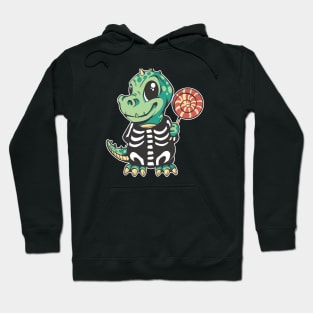 Cute Green T-Rex Dinosaur illustration Holding a Popsicle! Hoodie